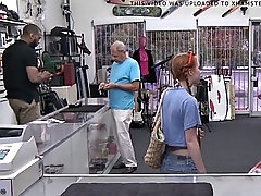 little redhead temptress earns money by fucking in pawnshop