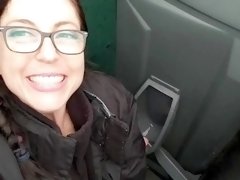 Nerdy Girl Hosing Down A Urinal With Her Piss