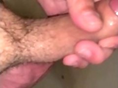 Big dick and balls in the shower jerking off