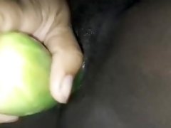 Ebony Thot Deep Fucking Big Cucumber Cock Dildo