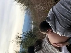 Quickie on the mountain, Huge cumshot!