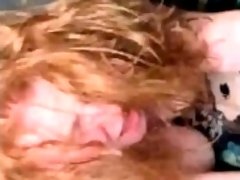 Redhead gets hard doggie from big cock