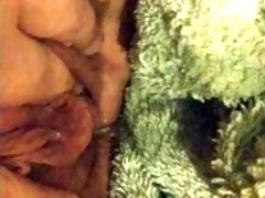 POV Spreading my pussy to pee into a towel after cumming!