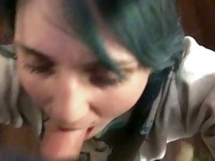 Milf Step Mom With Blue Hair Gives Step Son Wet Deepthroat Oral Massage
