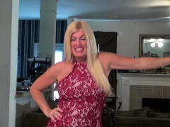 American milf Blake slides out of her new dress for us
