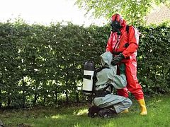 Chemical Hazmat Rubber Suit Action