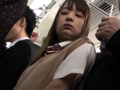 Sensual Asian teen in uniform gets fucked in a crowded place