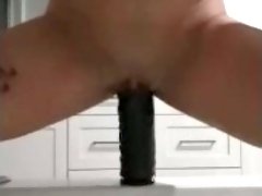 Fucking and squirting all over my huge dildo.